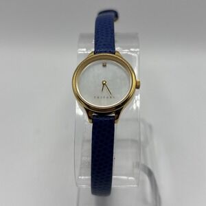 Vintage Crown Trifari Thailand Movement Watch, Gold W/ Royal Blue Band; Works